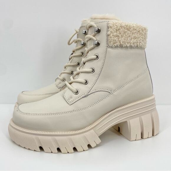 ALDO NWOT Marni Lace Up Lug Sole Boot White Size 9 Waterproof Chunky - Picture 2 of 8